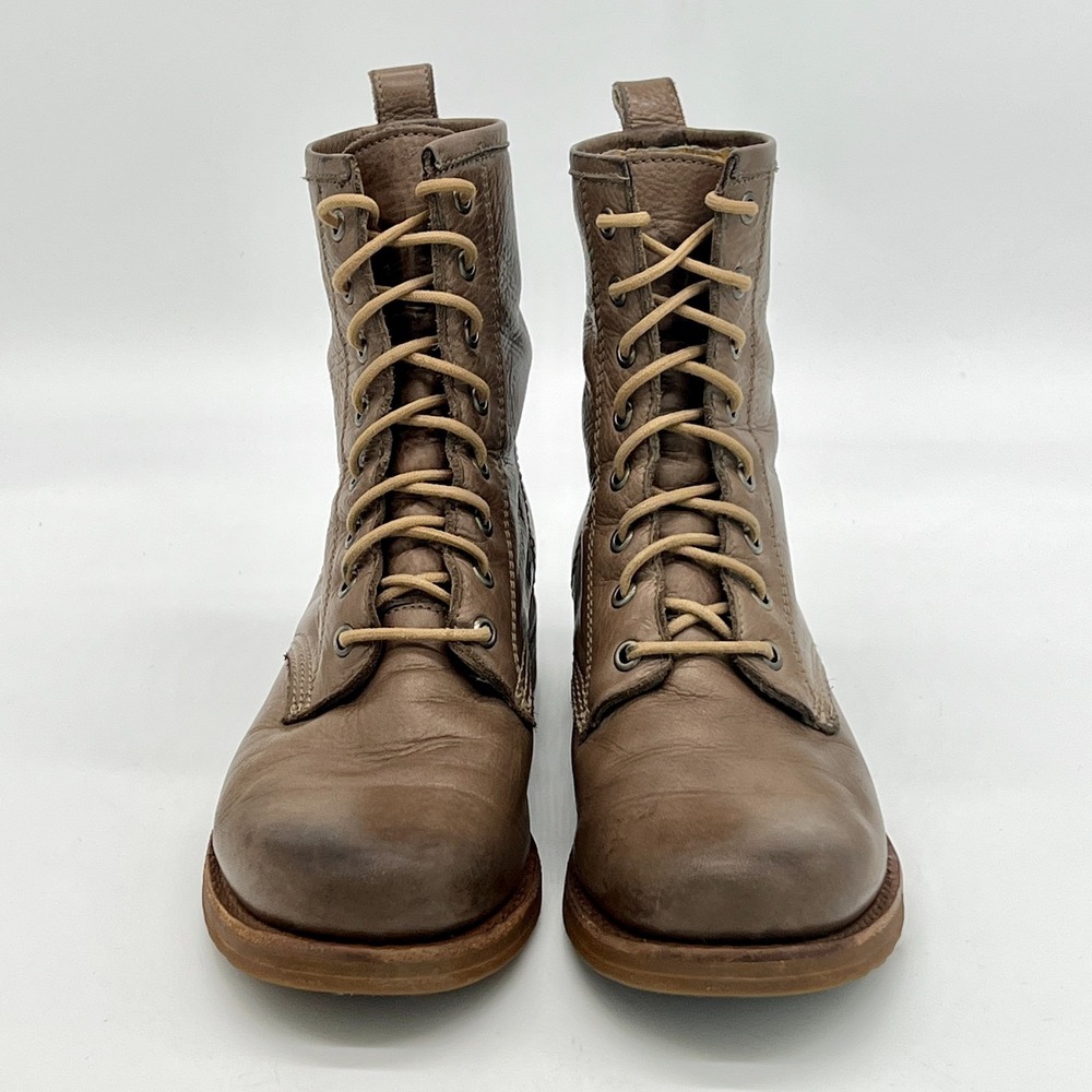 FRYE Veronica Flex Combat Boots Women's 8-8.5B Ash Brown Moto Distressed $298